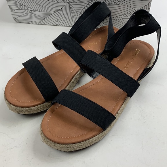 Chase + Chloe Jenea Espadrille Sandals Black Tan Size 9 New NWT - Picture 3 of 13